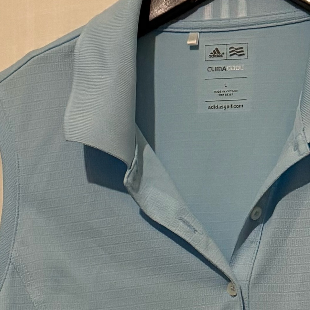 Adidas Ultimate365 Sleeveless Light Blue Golf Polo NWOT Lg - Picture 5 of 6
